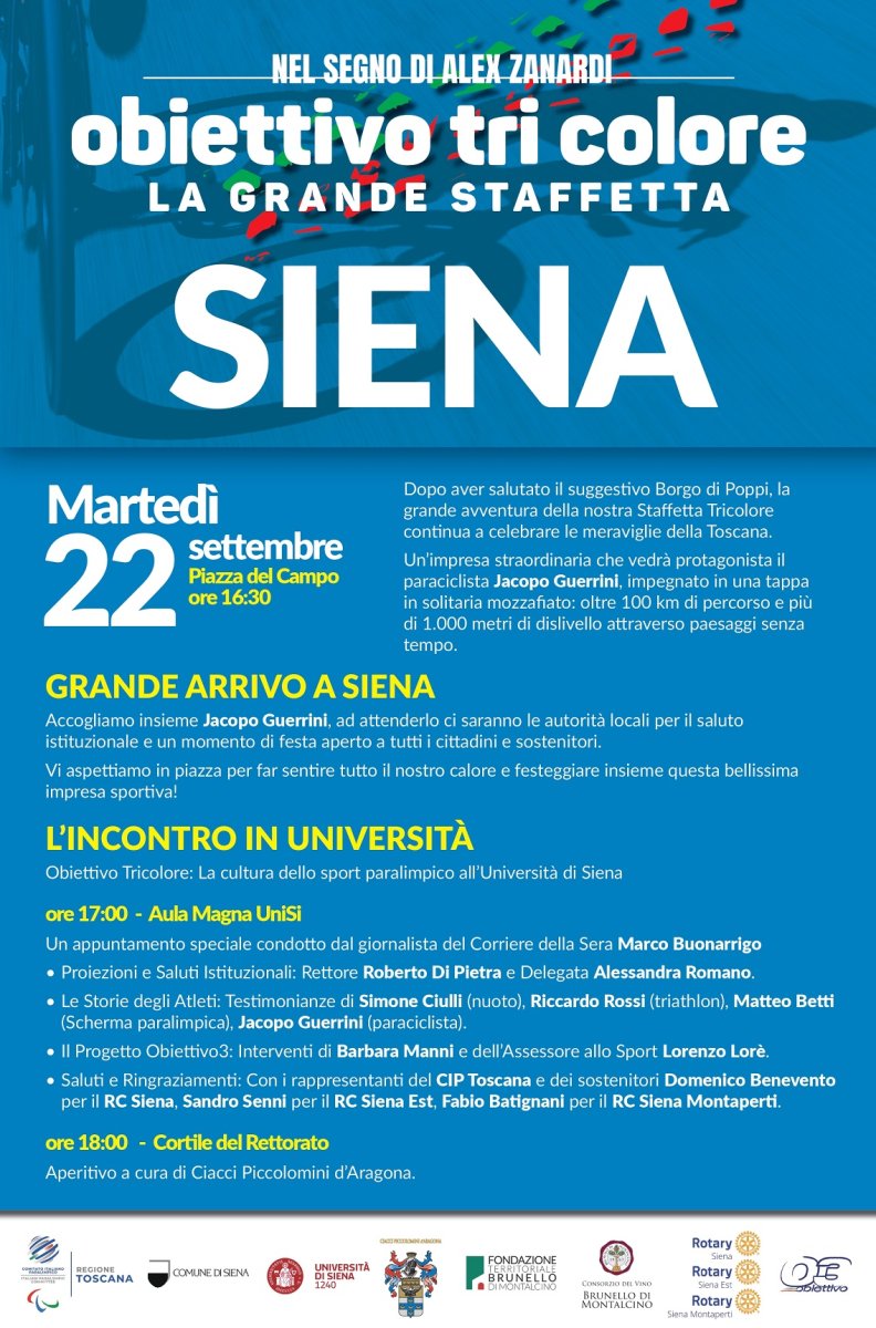 "OBIETTIVO TRICOLORE" FA TAPPA A SIENA