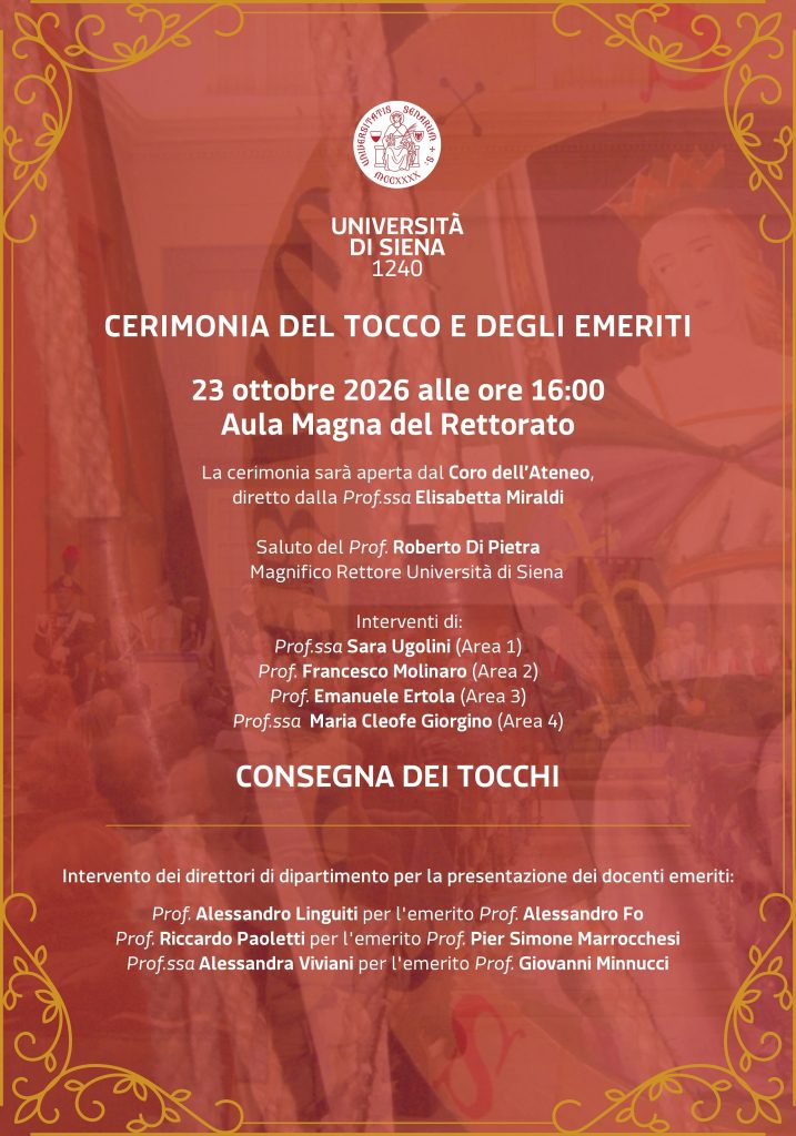 "CERIMONIA DEL TÒCCO E DEGLI EMERITI" ALL'UNIVERSITÀ DI SIENA